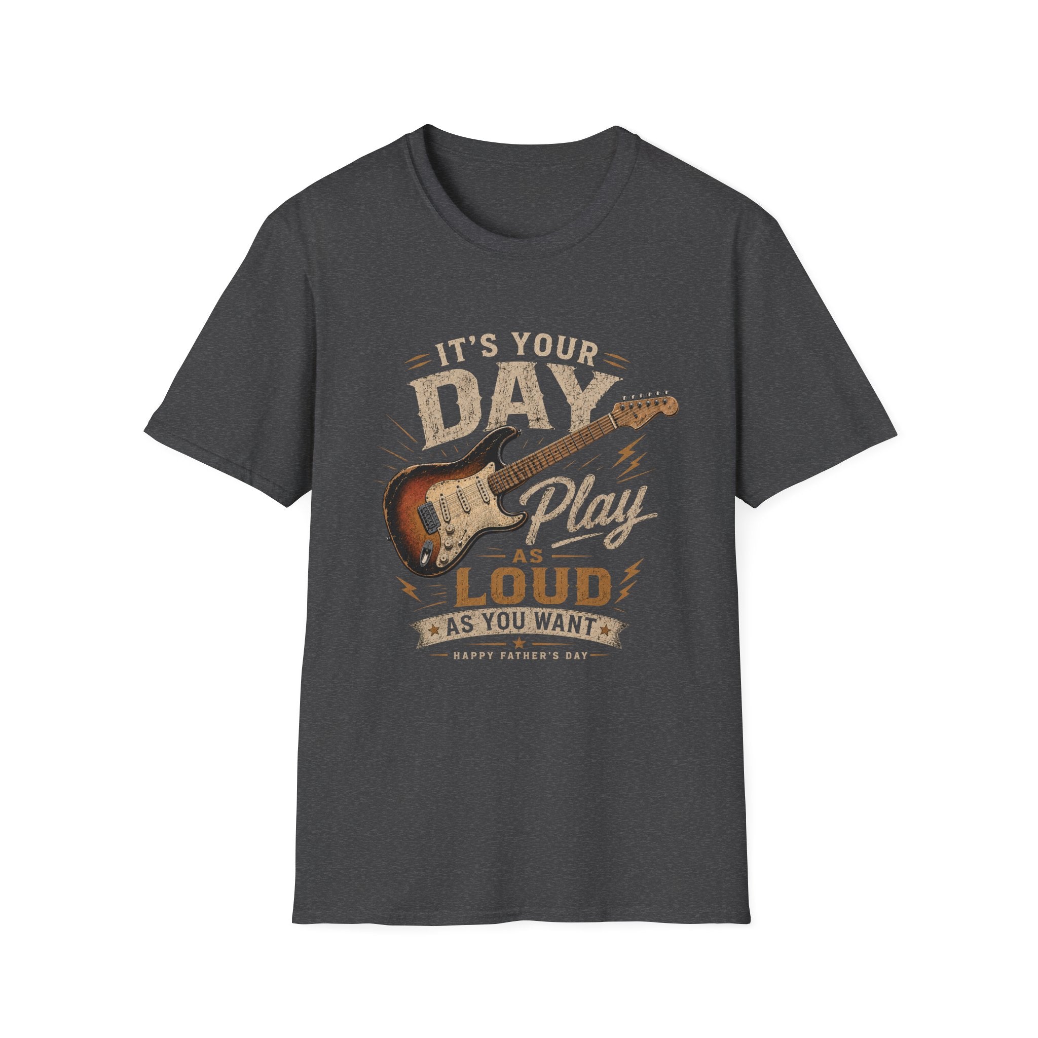 Father' Day  Electric Guitar T-Shirt |  Play Loud music design