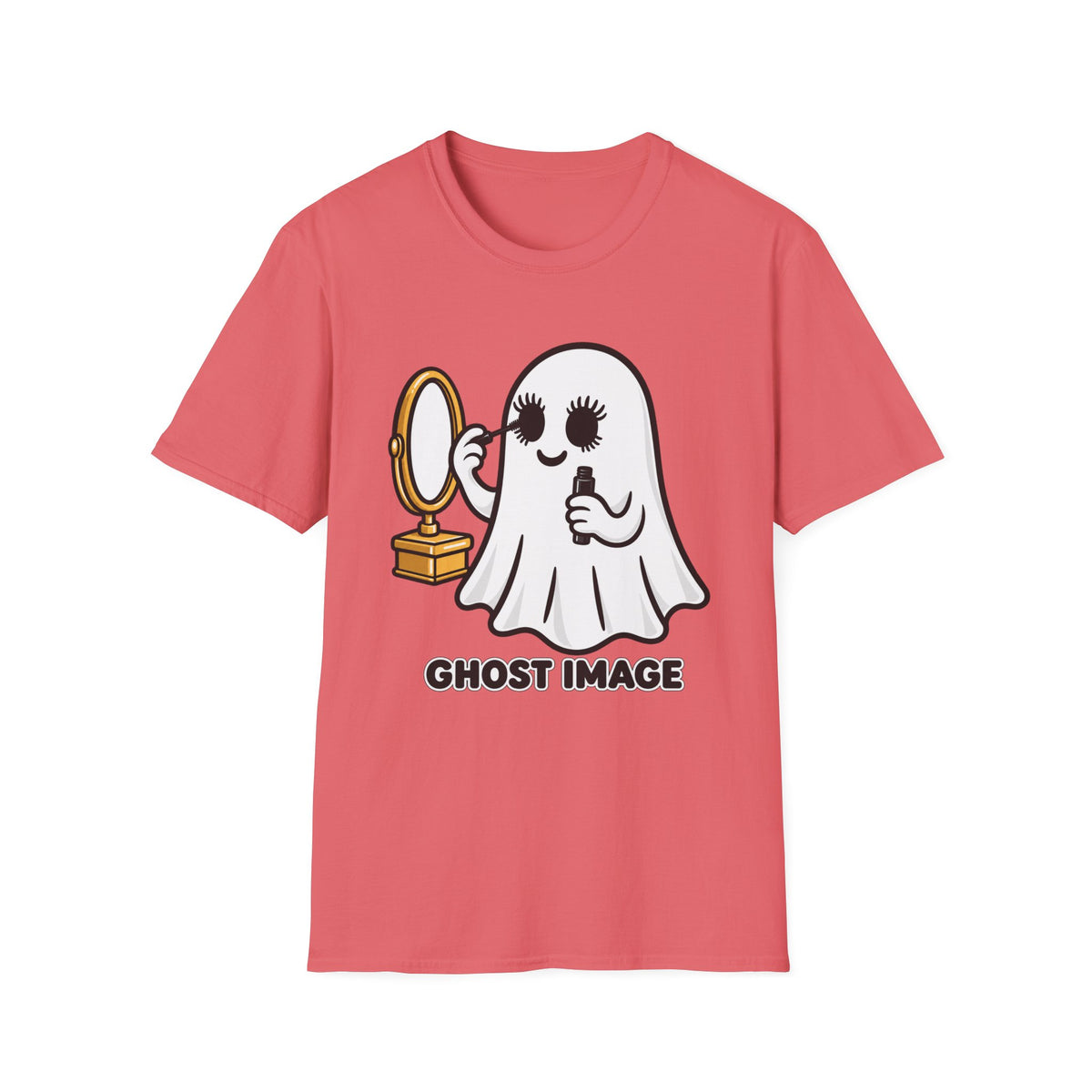 Ghost Image- Ghost Putting On Makeup T-Shirt | Halloween Costume Graphic Tee