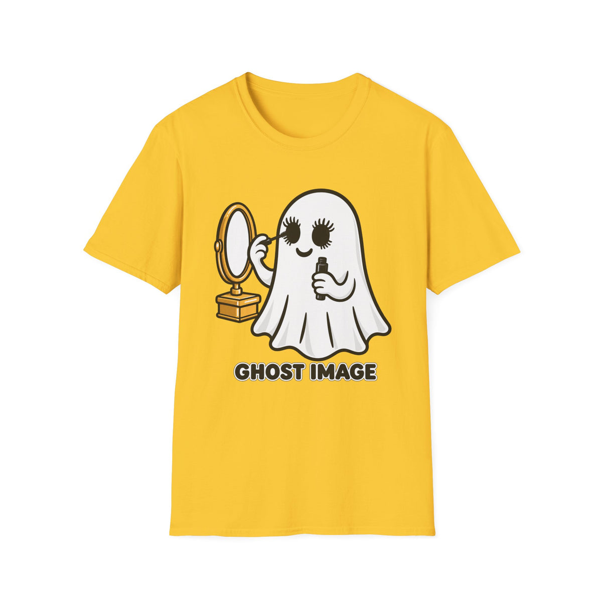 Ghost Image- Ghost Putting On Makeup T-Shirt | Halloween Costume Graphic Tee