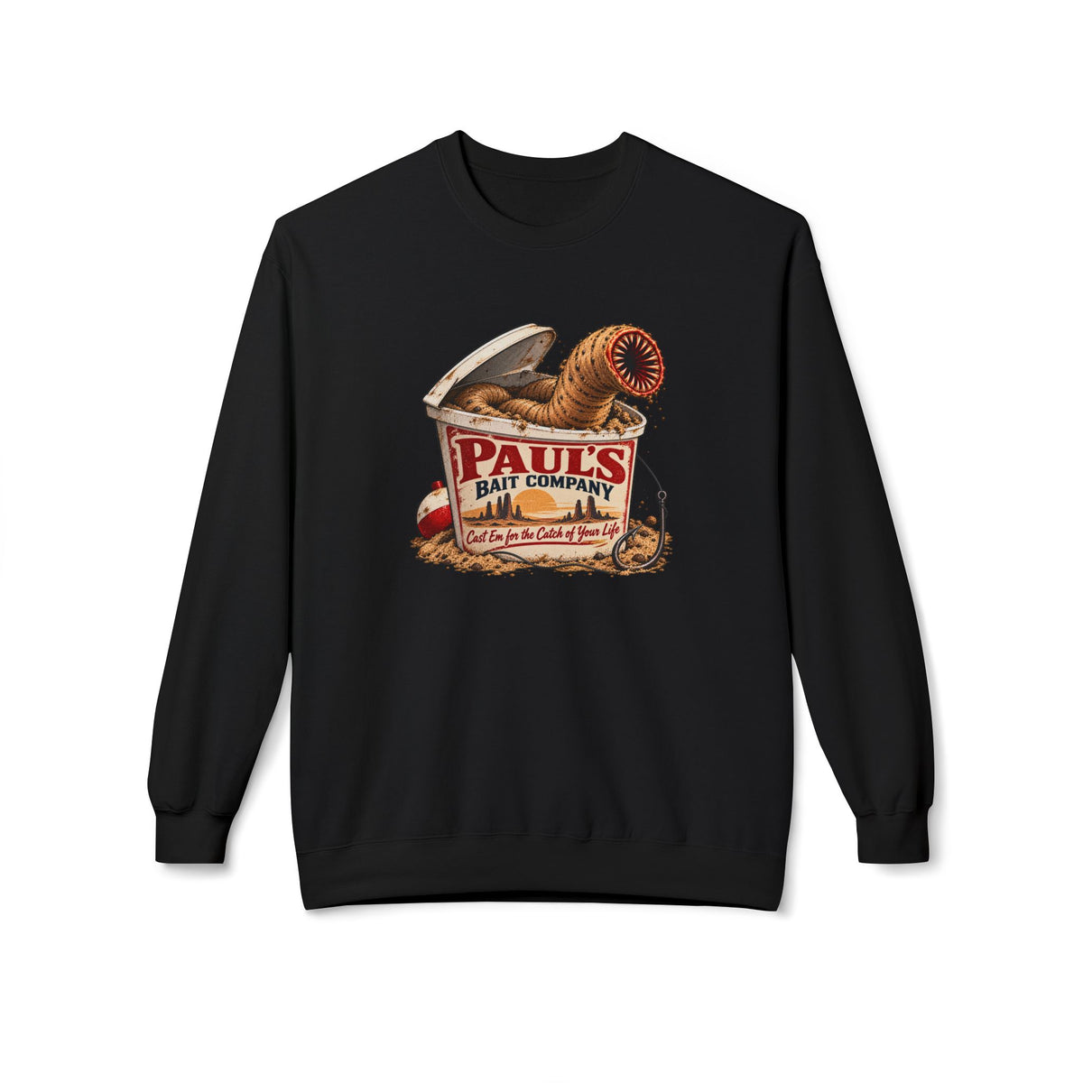 Pauls Bait Company Fishing Lure Graphic Sweatshirt | Vintage Angler Design