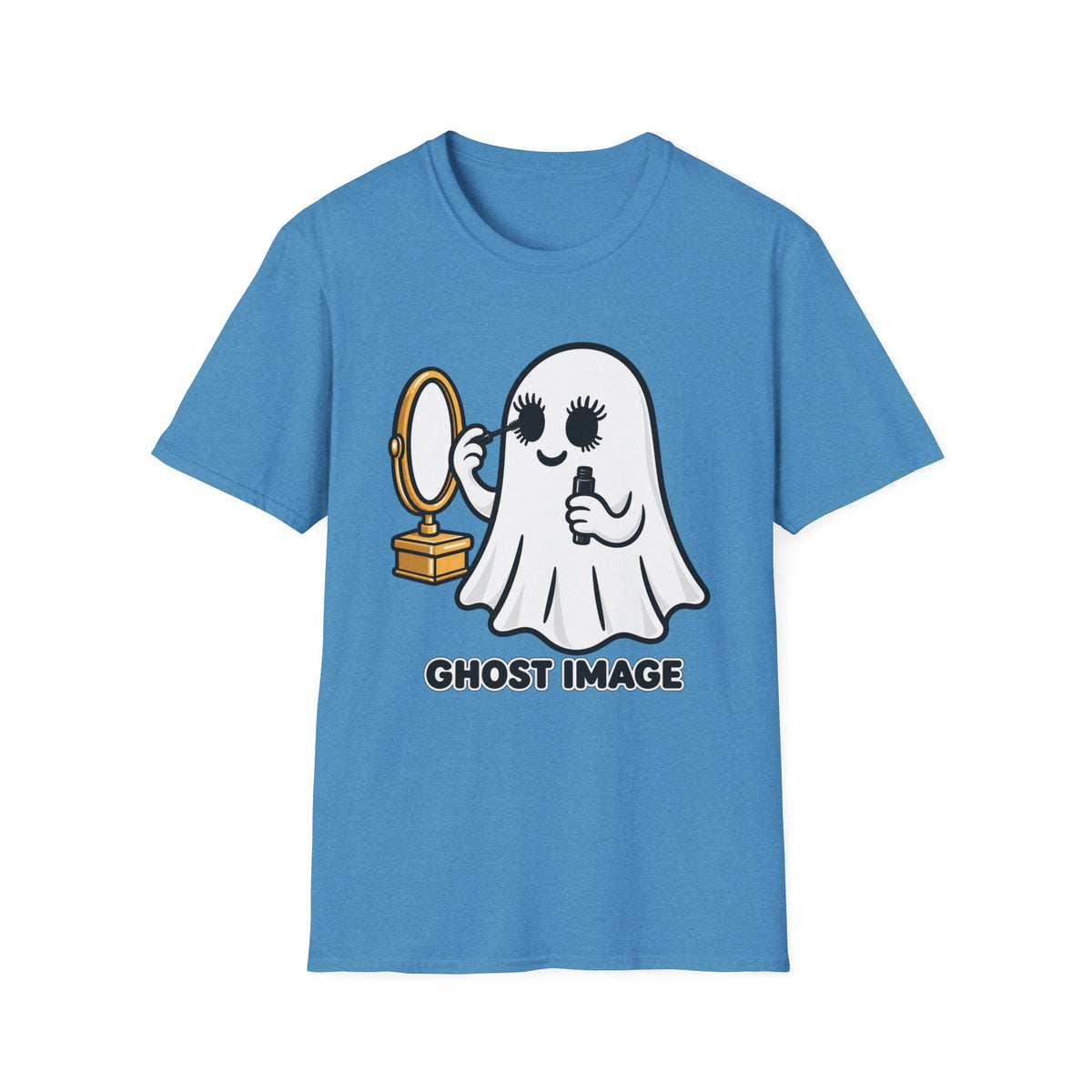 Ghost Image- Ghost Putting On Makeup T-Shirt | Halloween Costume Graphic Tee