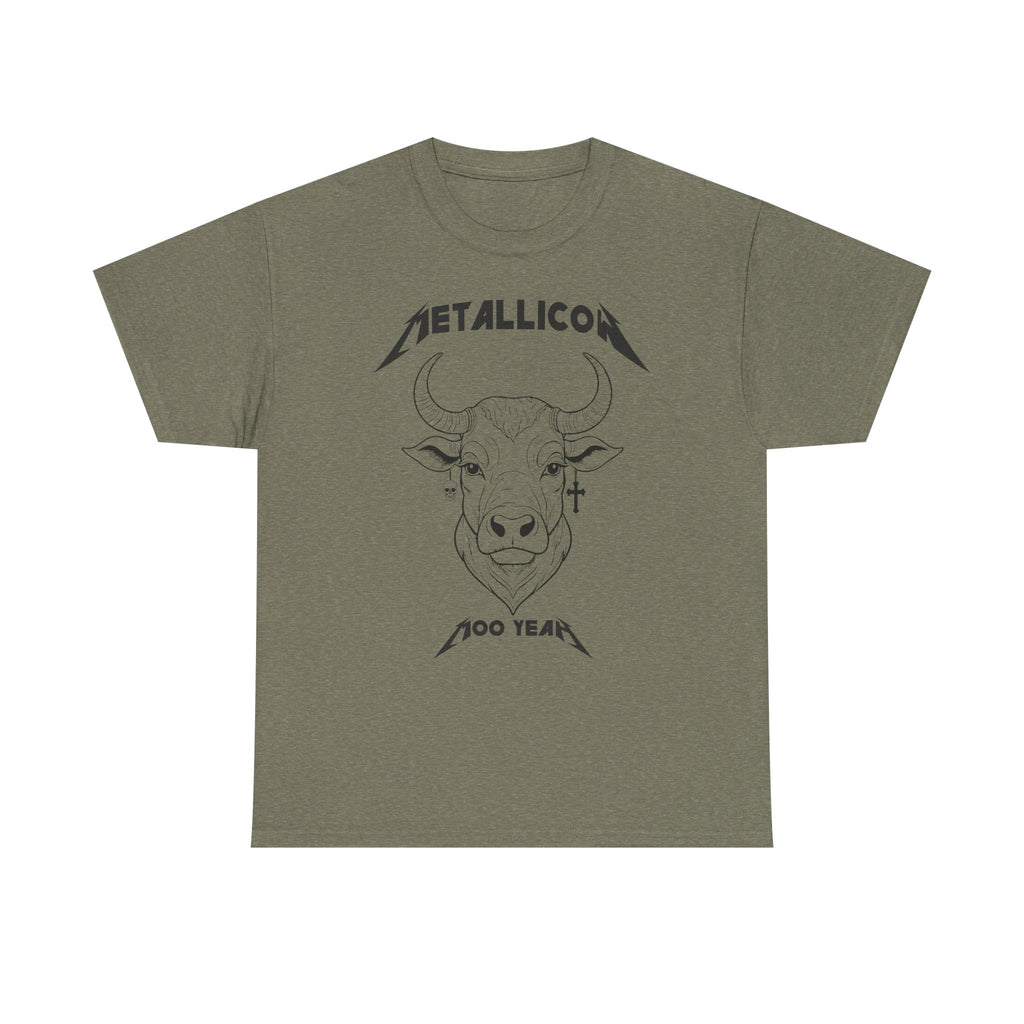 Metallicow 100 Year Unisex Heavy Cotton Tee, Graphic T-Shirt, Music Merchandise, Concert Apparel, Gift for Music Lovers, Band Tee