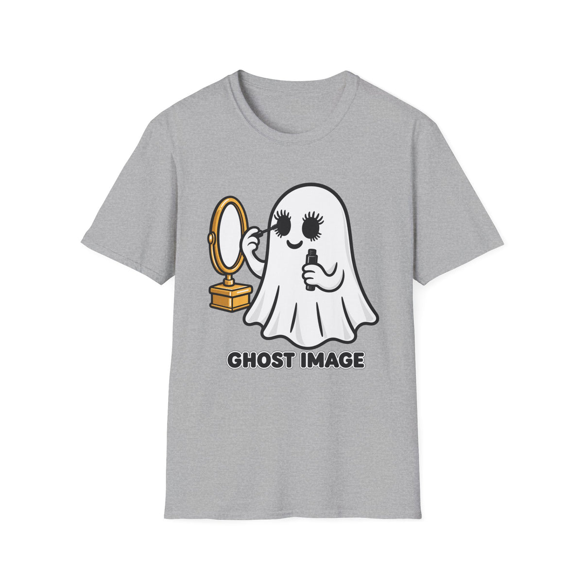 Ghost Image- Ghost Putting On Makeup T-Shirt | Halloween Costume Graphic Tee
