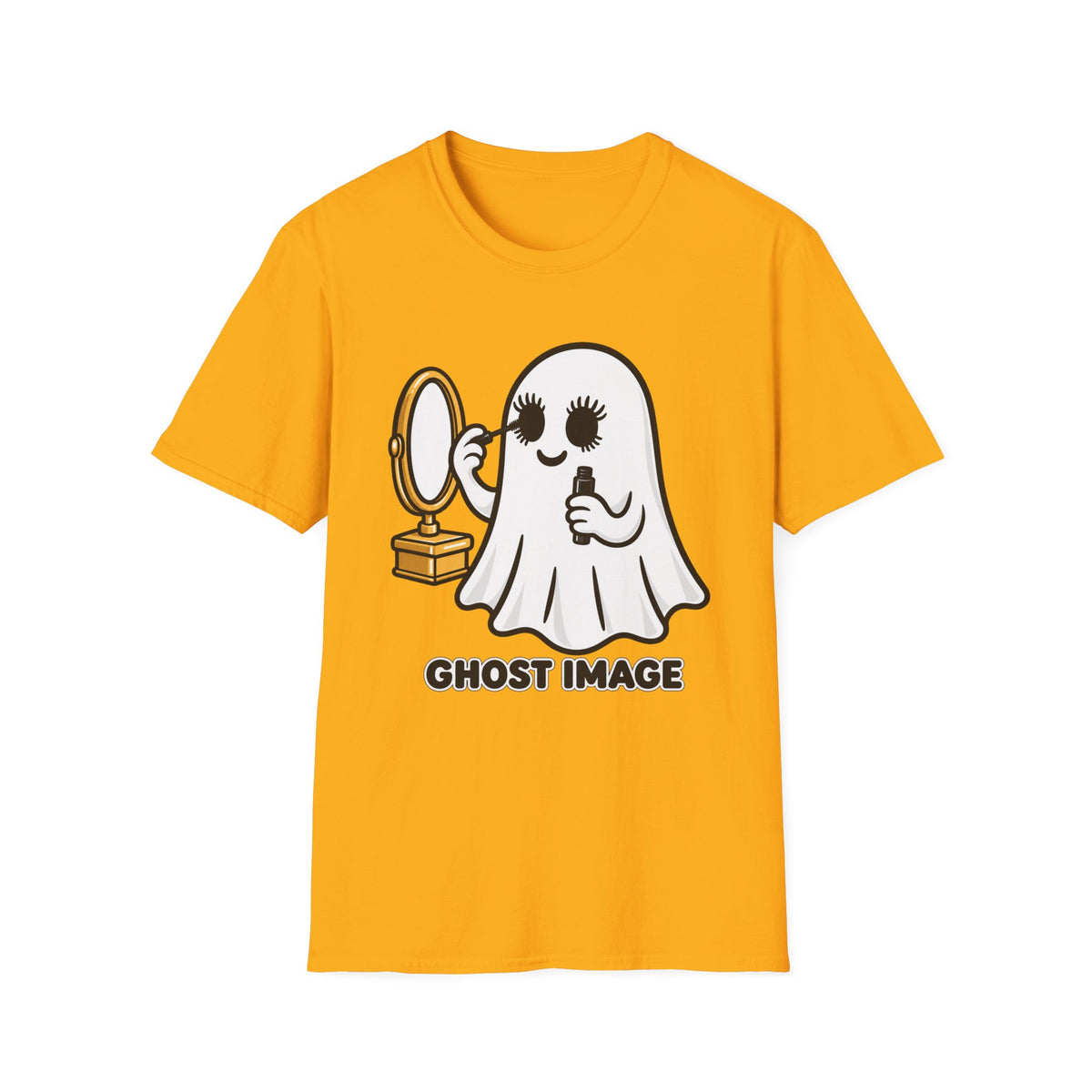 Ghost Image- Ghost Putting On Makeup T-Shirt | Halloween Costume Graphic Tee