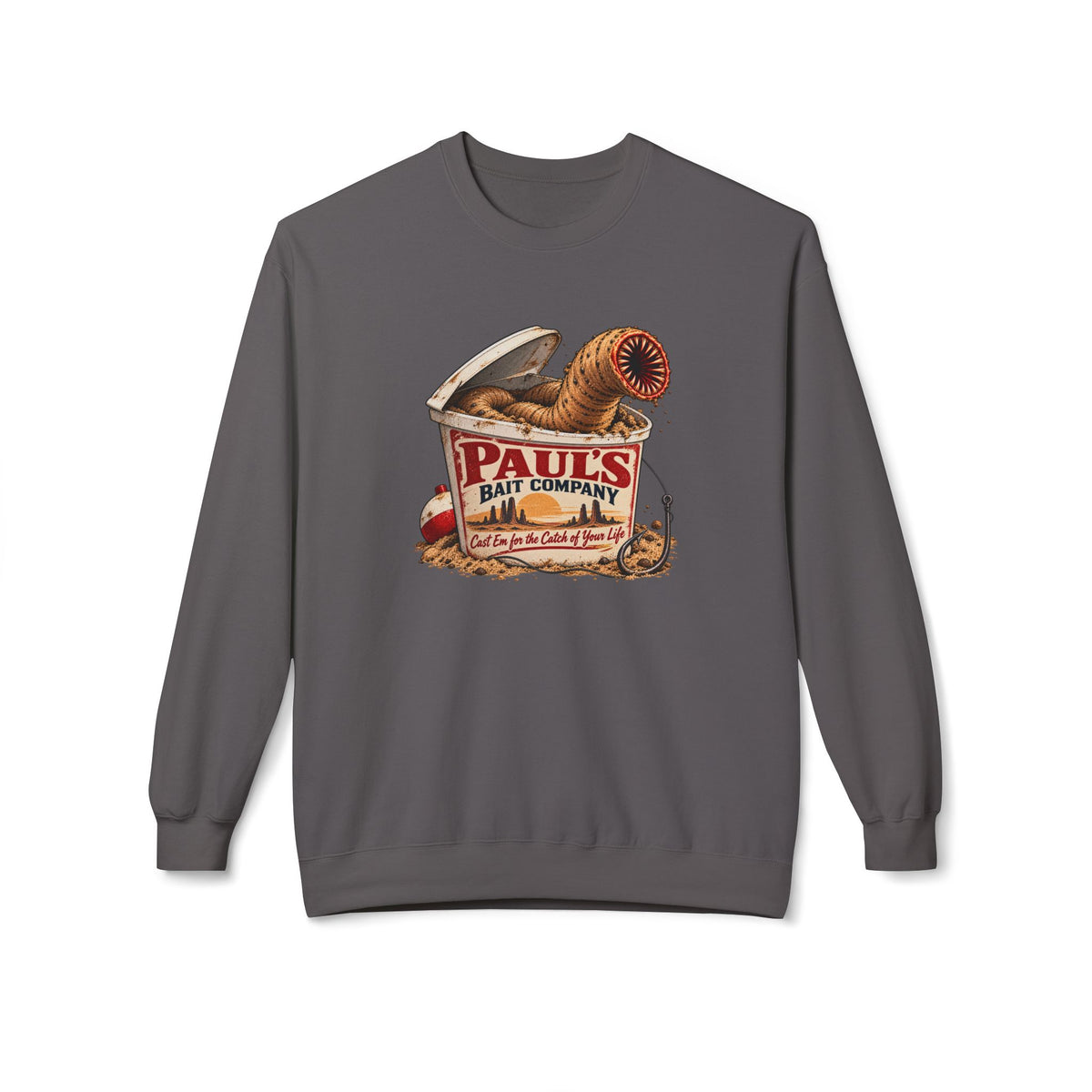 Pauls Bait Company Fishing Lure Graphic Sweatshirt | Vintage Angler Design