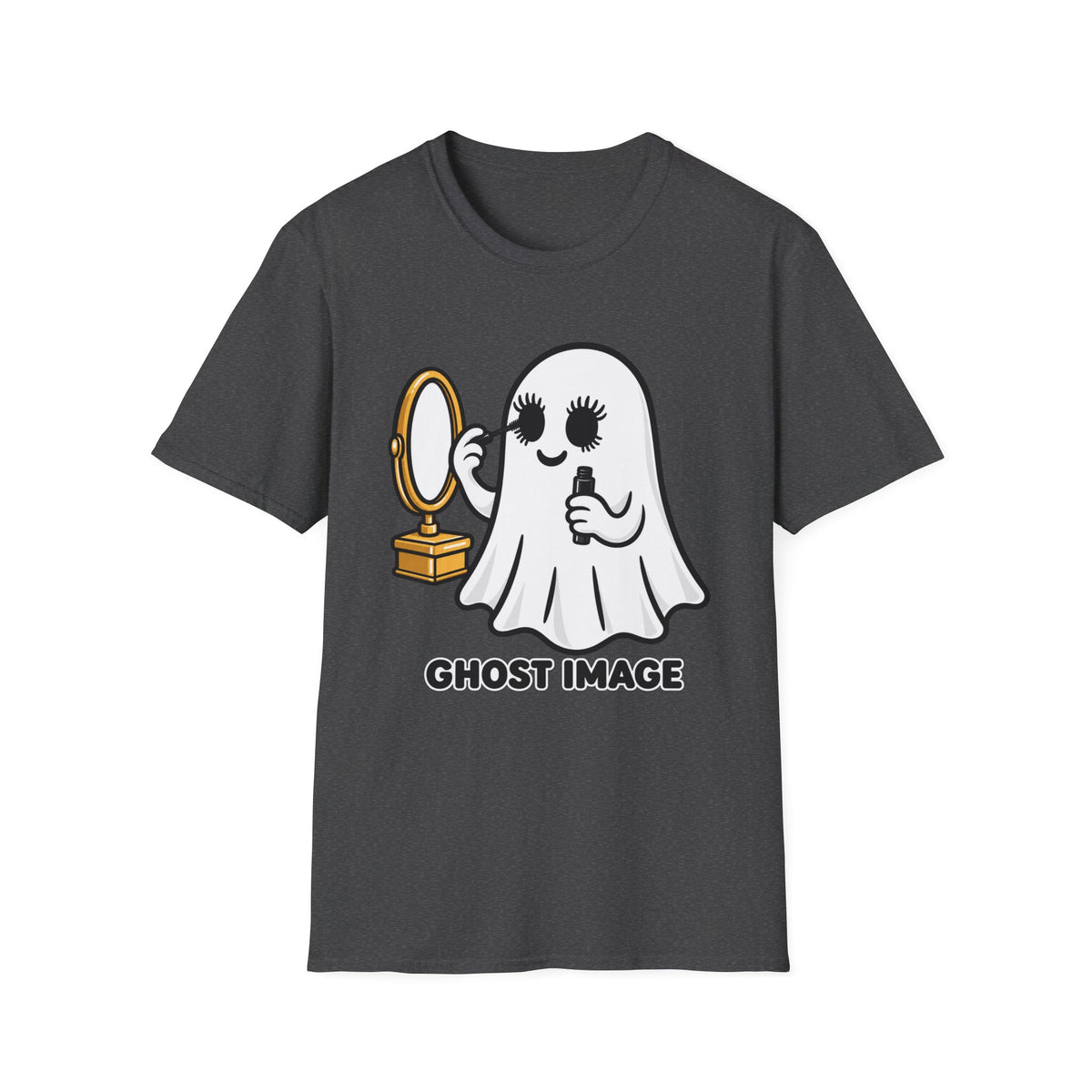 Ghost Image- Ghost Putting On Makeup T-Shirt | Halloween Costume Graphic Tee