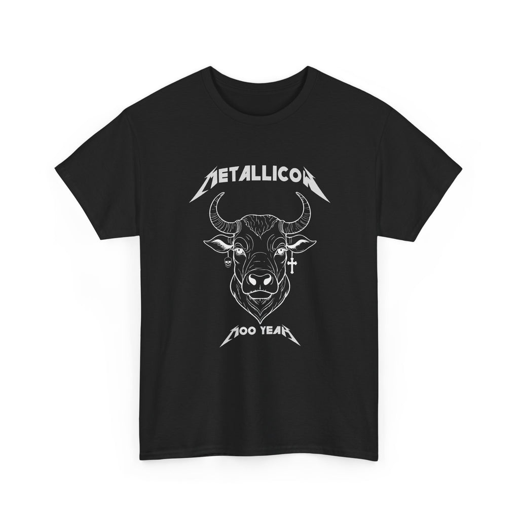 Metallicow 100 Year Unisex Heavy Cotton Tee, Graphic T-Shirt, Music Merchandise, Concert Apparel, Gift for Music Lovers, Band Tee