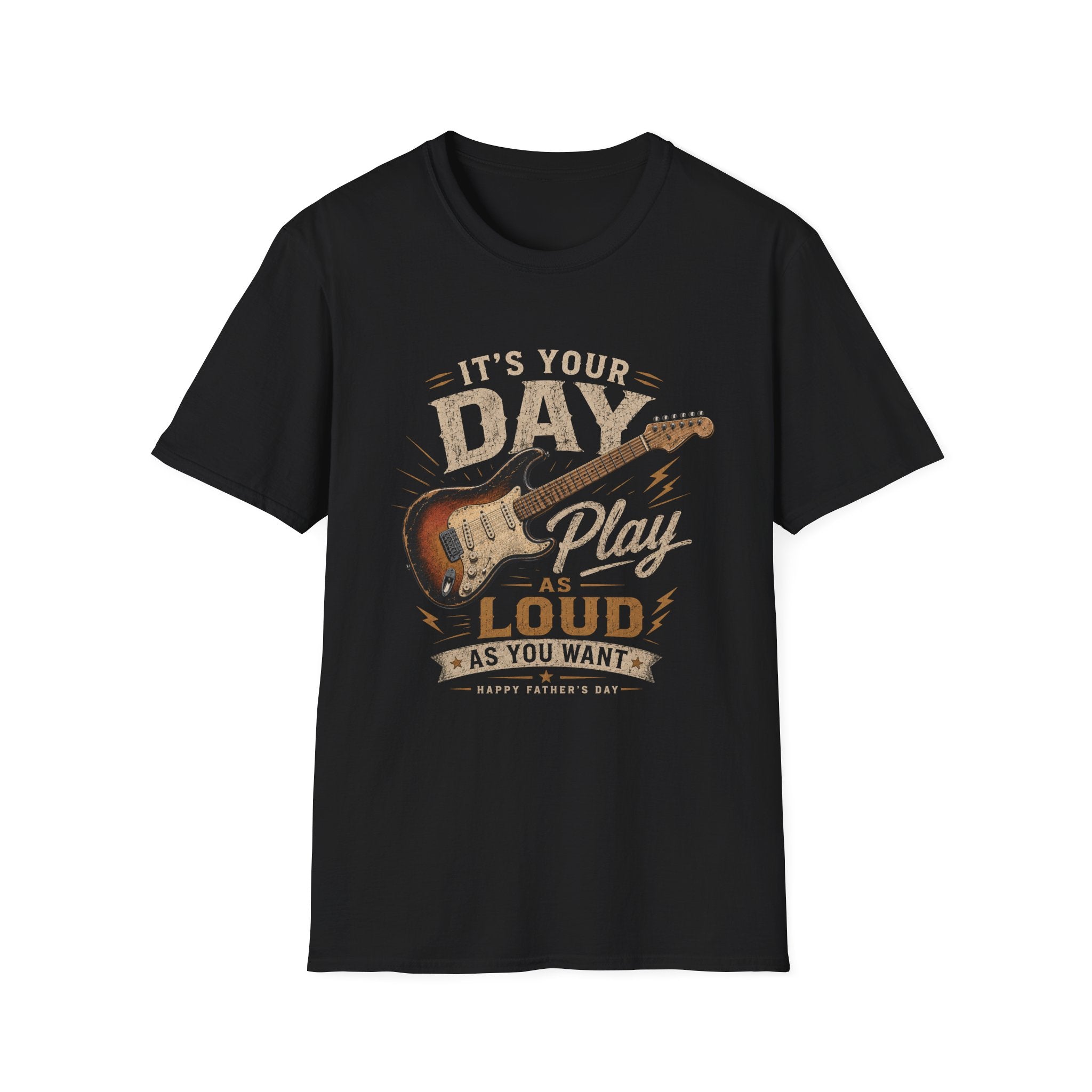 Father' Day  Electric Guitar T-Shirt |  Play Loud music design