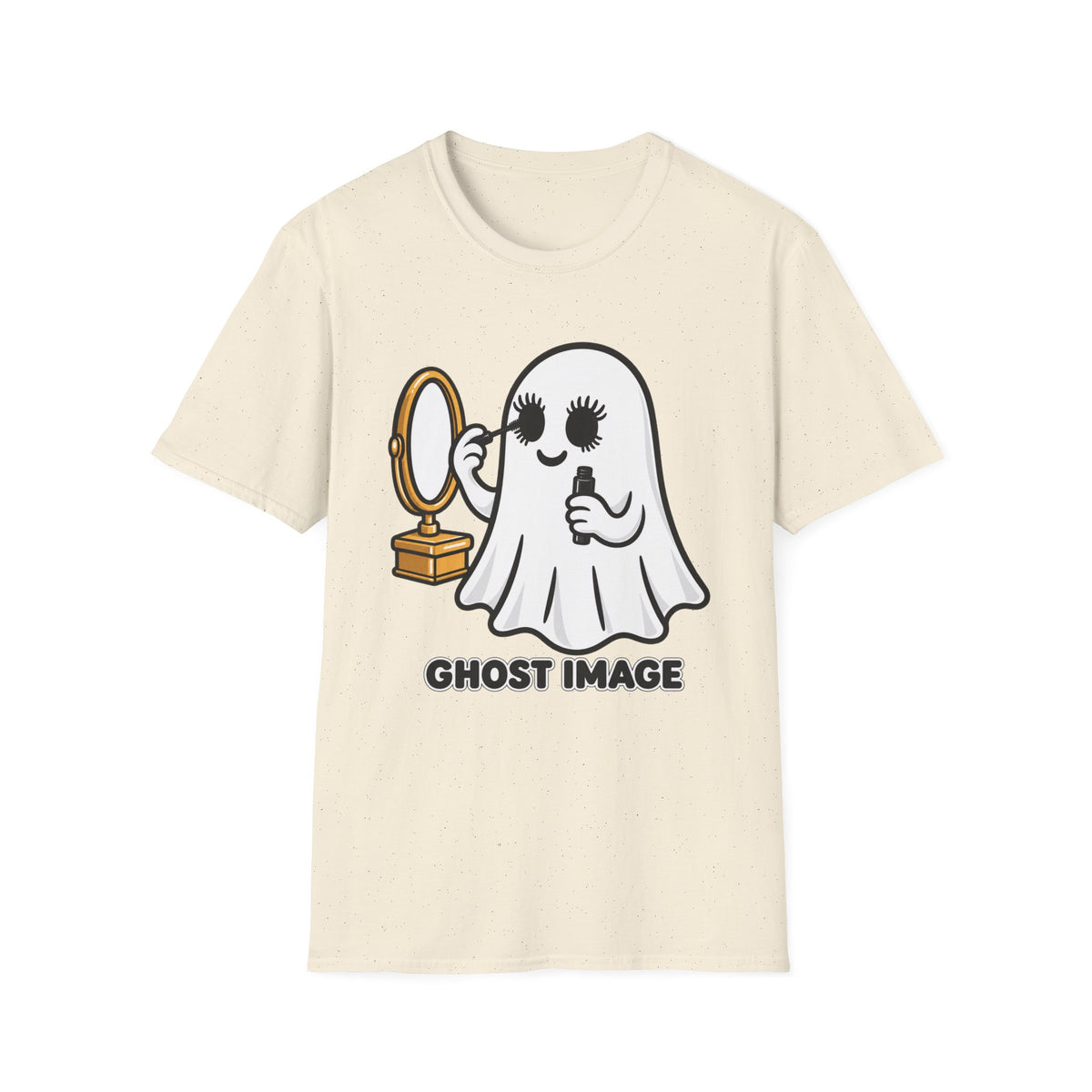 Ghost Image- Ghost Putting On Makeup T-Shirt | Halloween Costume Graphic Tee
