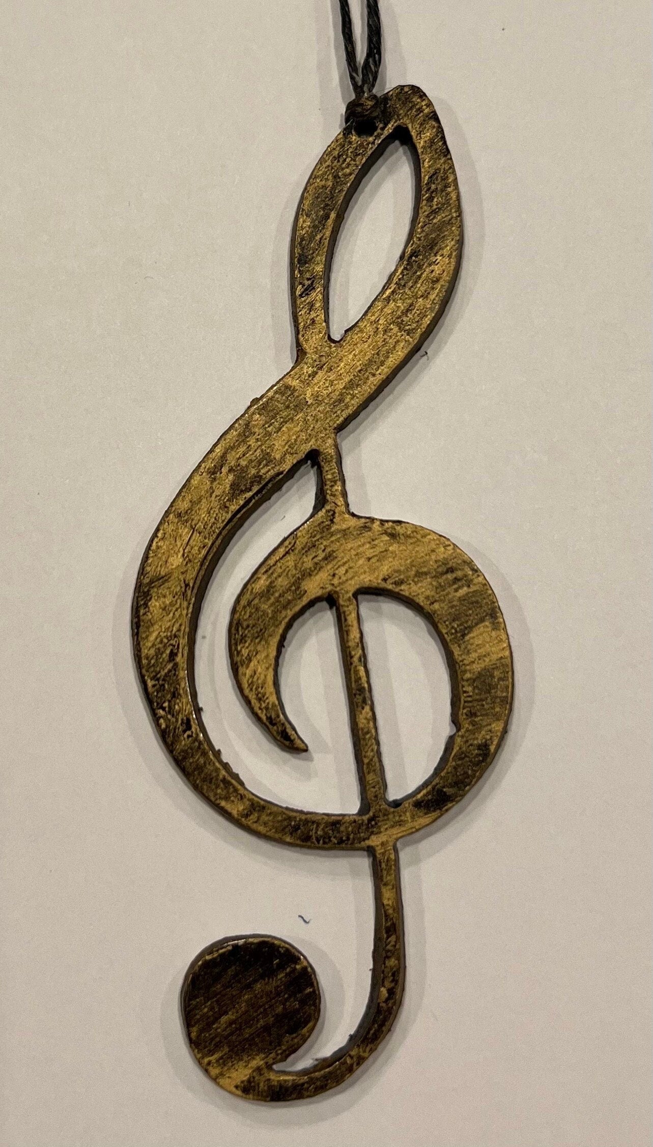 Music Lovers Treble Clef Black or Black and Gold ornament! Great to hang on the wall or on the Christmas Tree. Great for a gift tag.