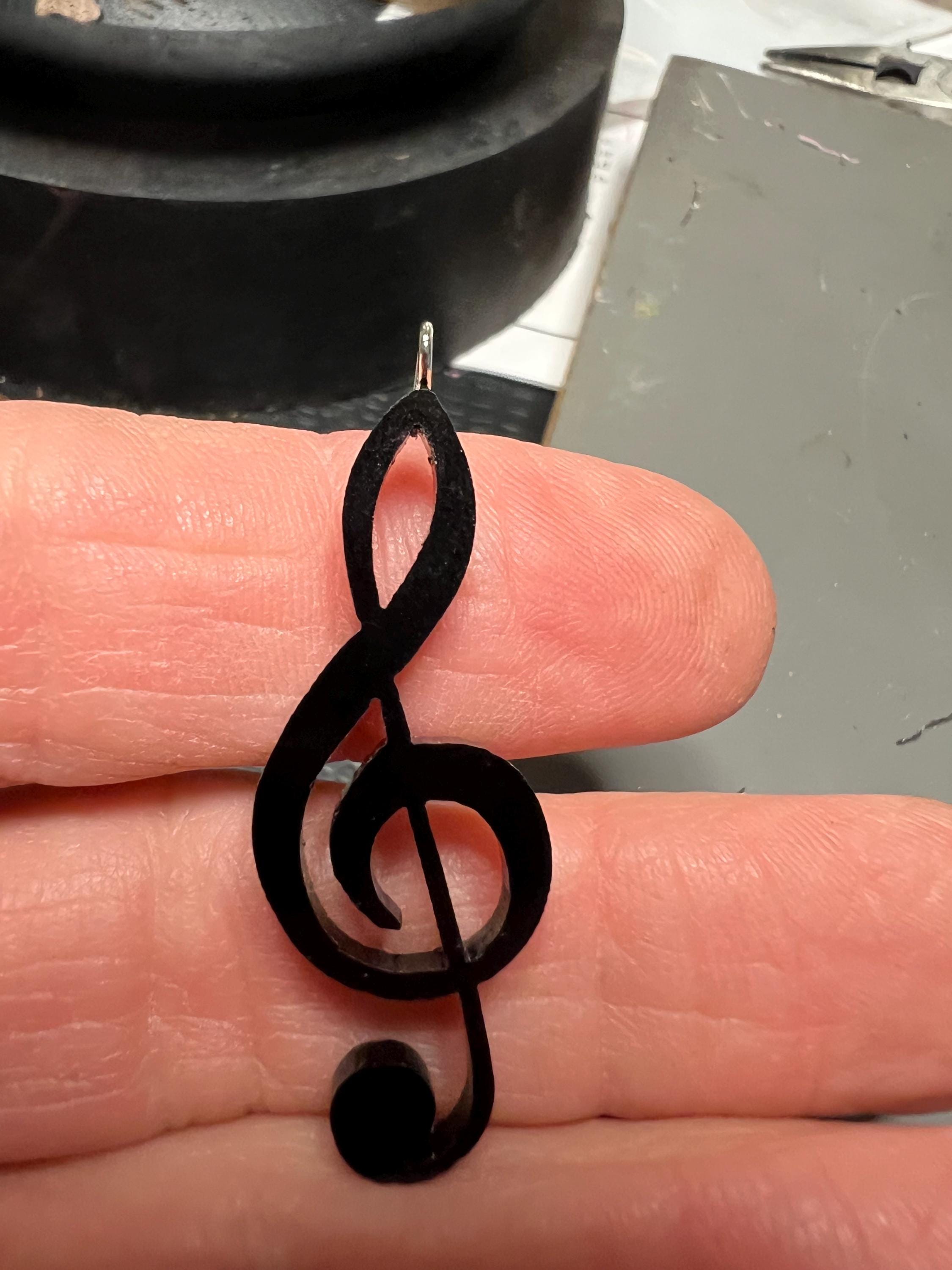 Treble Clef Earrings Black Acrylic made in Texas USA