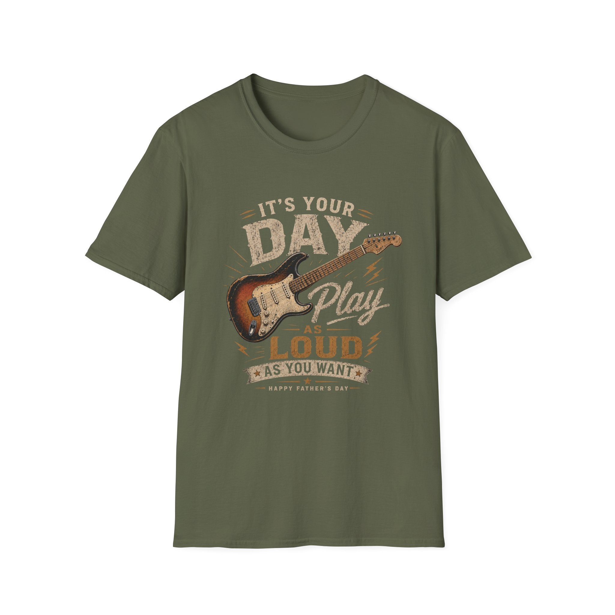 Father' Day  Electric Guitar T-Shirt |  Play Loud music design