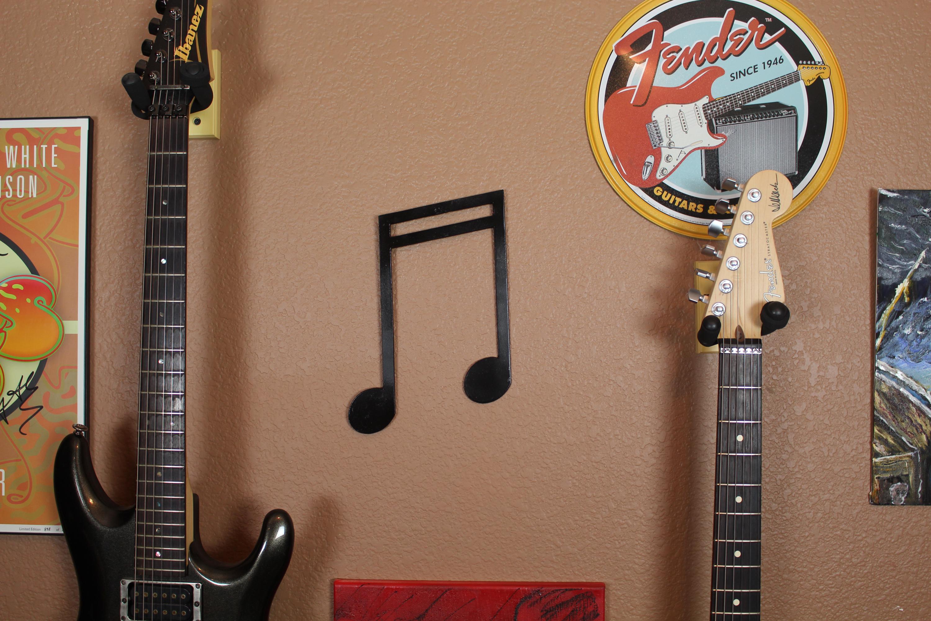 Music Lovers Wall Piece - Double Sixteenth Note Steel Accent Piece - Studio Decoration