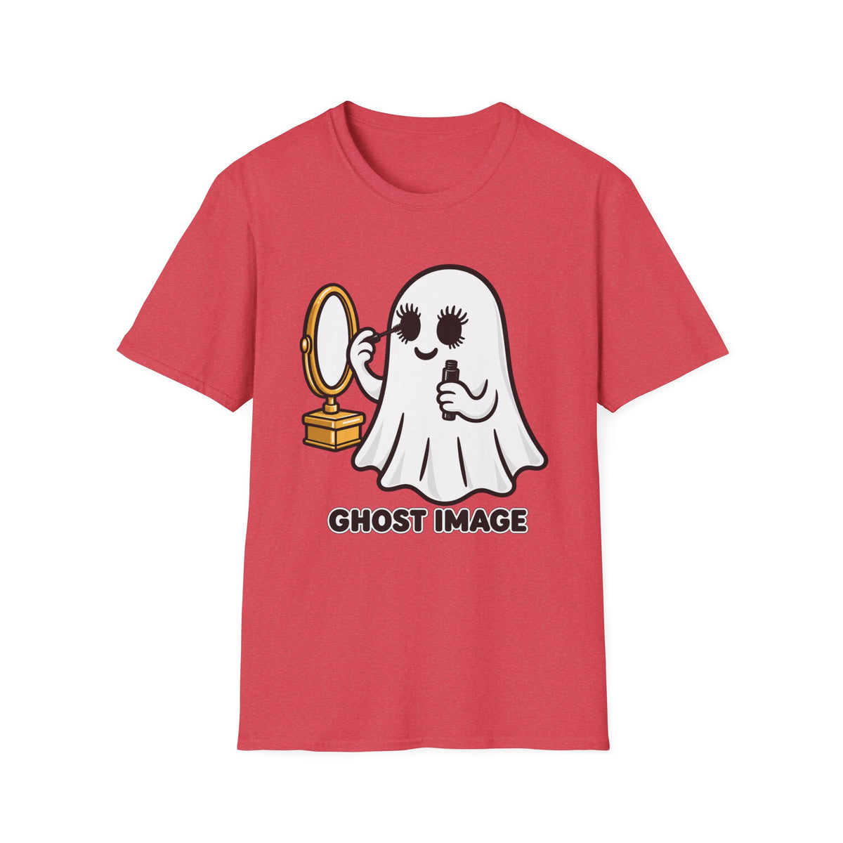 Ghost Image- Ghost Putting On Makeup T-Shirt | Halloween Costume Graphic Tee