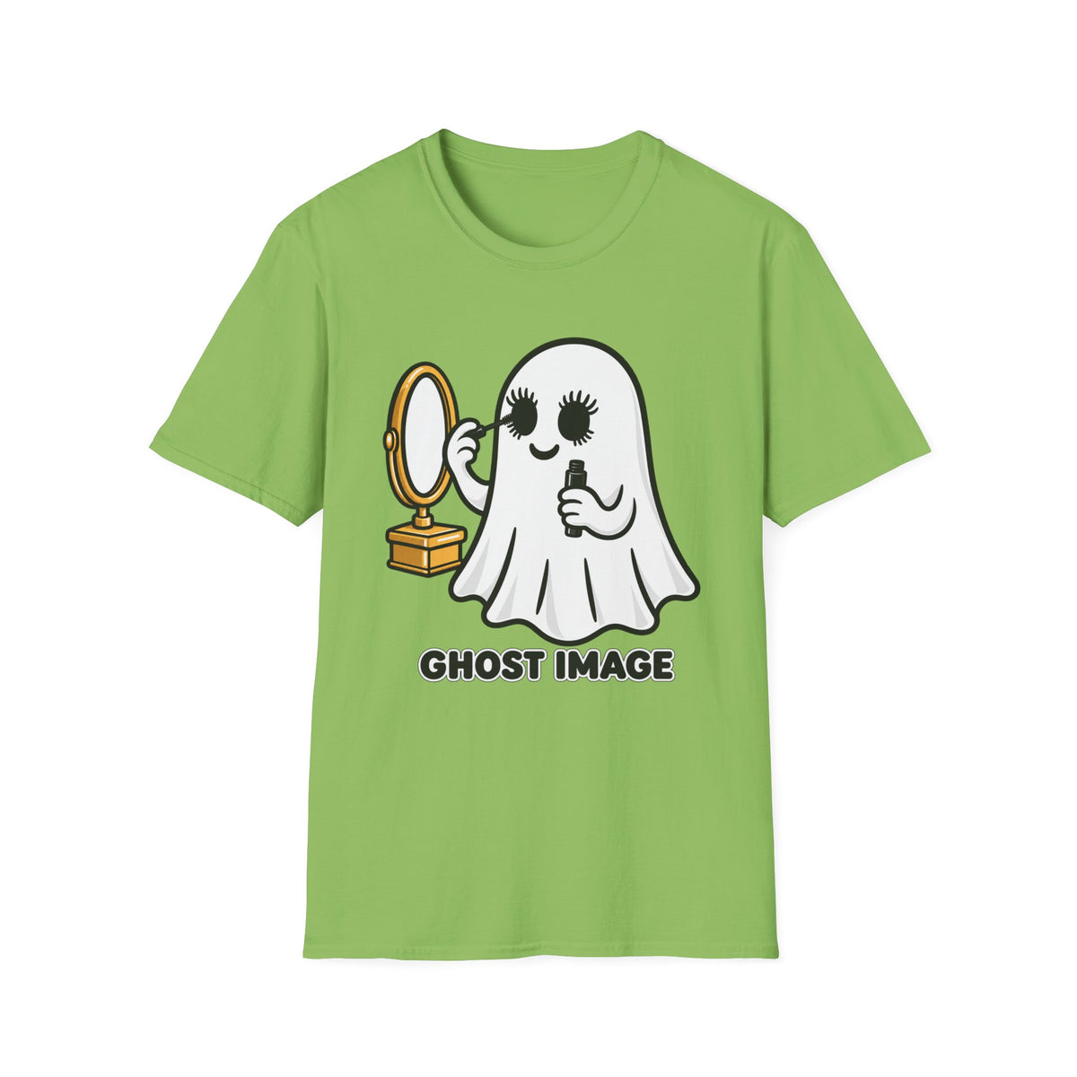 Ghost Image- Ghost Putting On Makeup T-Shirt | Halloween Costume Graphic Tee