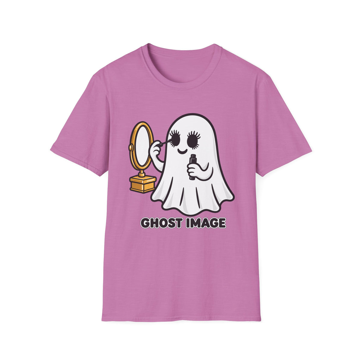 Ghost Image- Ghost Putting On Makeup T-Shirt | Halloween Costume Graphic Tee