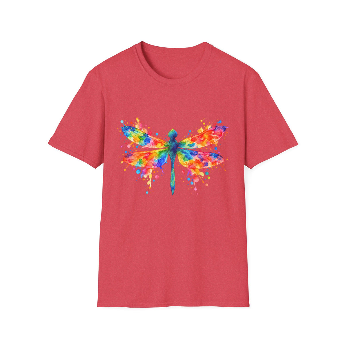 Colorful Watercolor Dragonfly T-Shirt | Rainbow Splash Insect Art