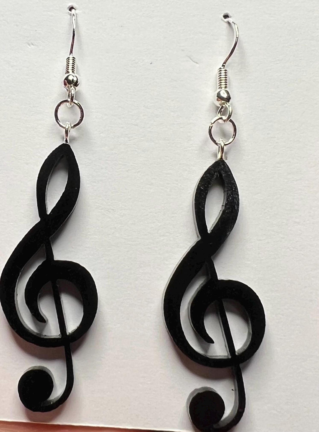 Treble Clef Earrings Black Acrylic made in Texas USA