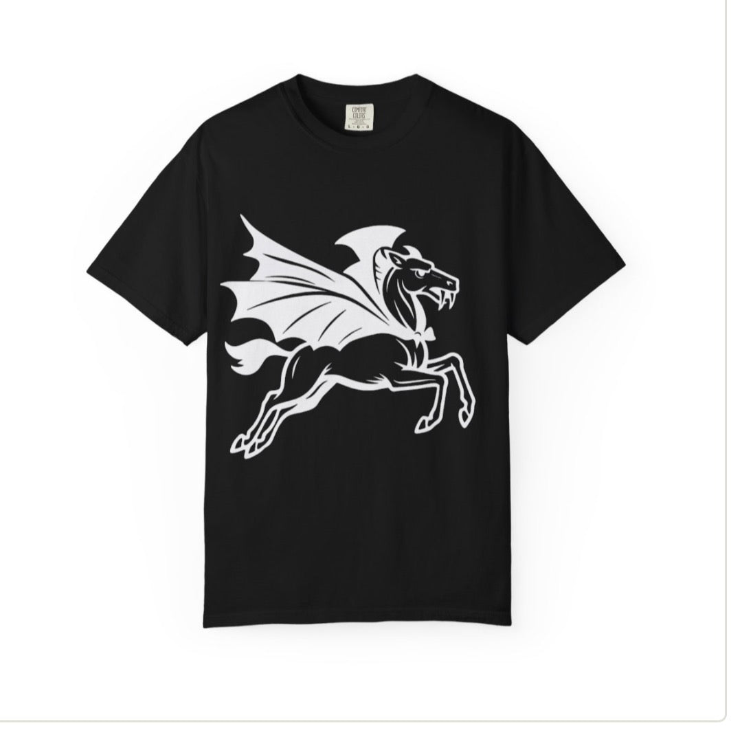 Dallas Pegasus Dracula Graphic T-Shirt — Mythic Winged Horse Tee