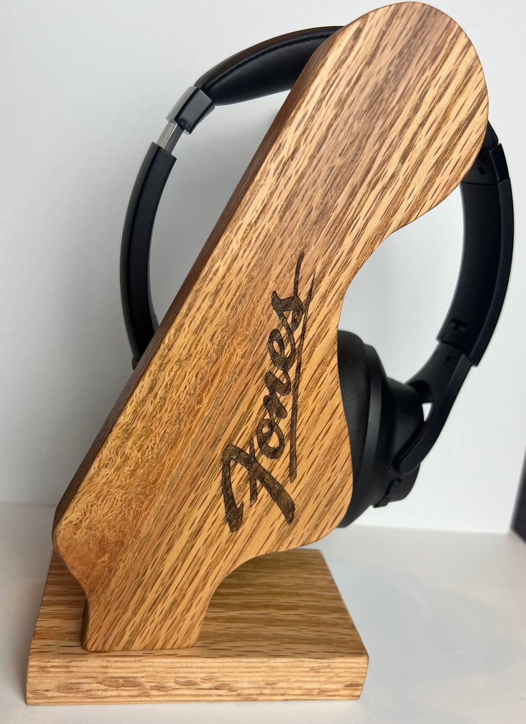 Headphone Stand - Guitar Headstock - Handmade Oak-Walnut - Personalizable