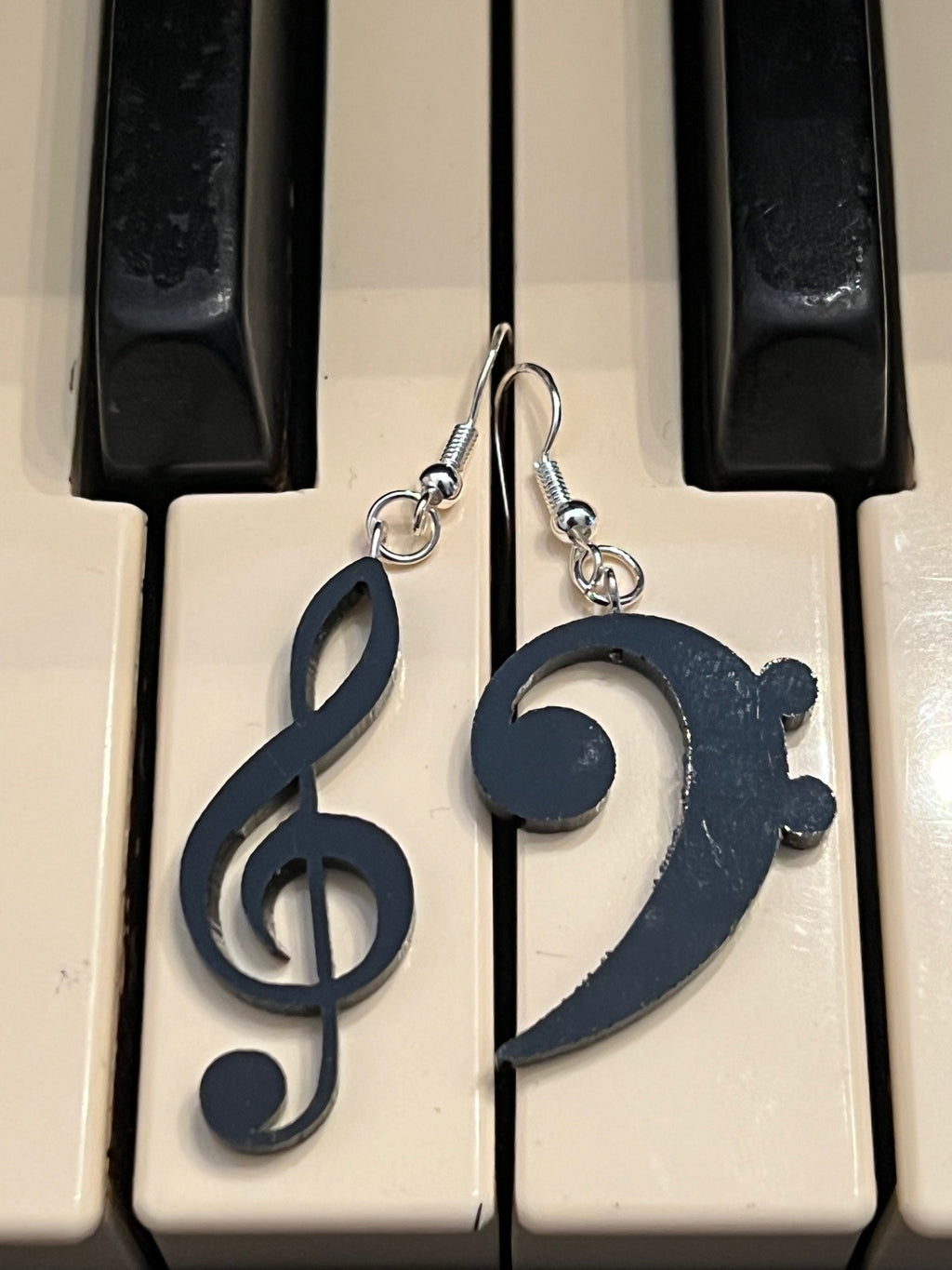 Treble and Bass Clef Earrings Black Acrylic Bring Music Into Your Look made in Texas