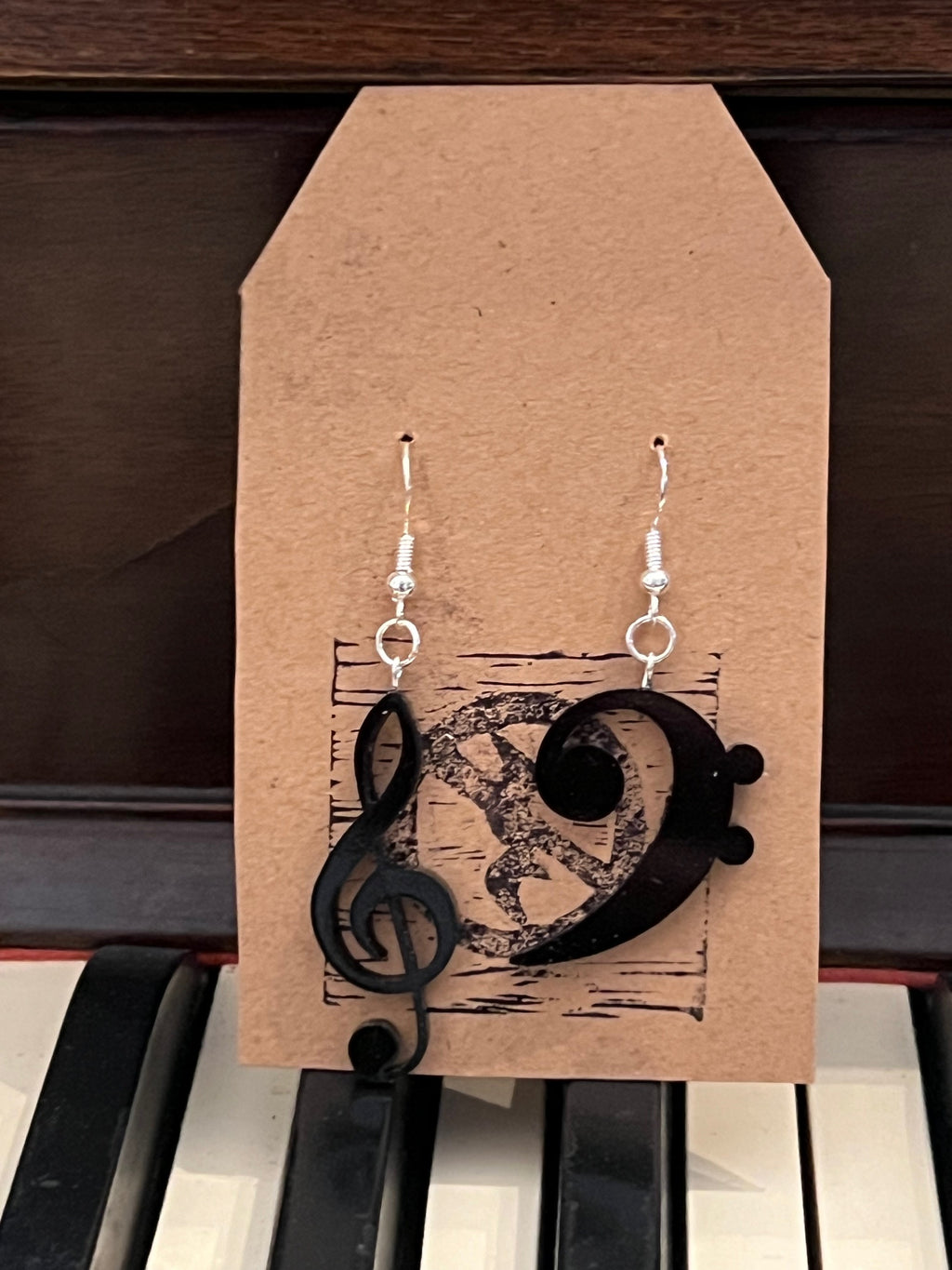 Treble and Bass Clef Earrings Black Acrylic Bring Music Into Your Look made in Texas