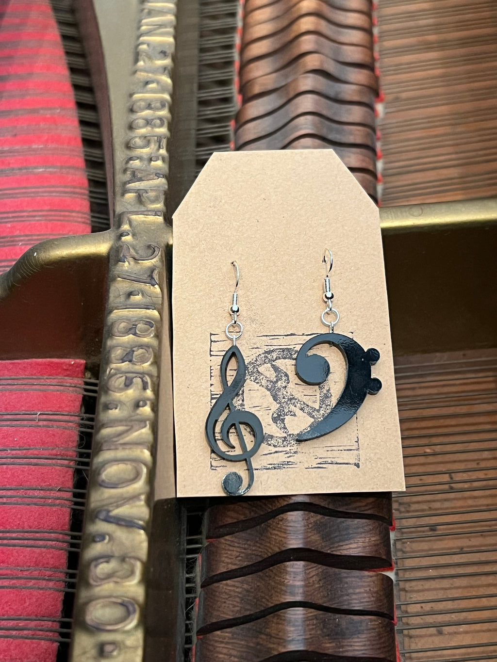 Treble and Bass Clef Earrings Black Acrylic Bring Music Into Your Look made in Texas