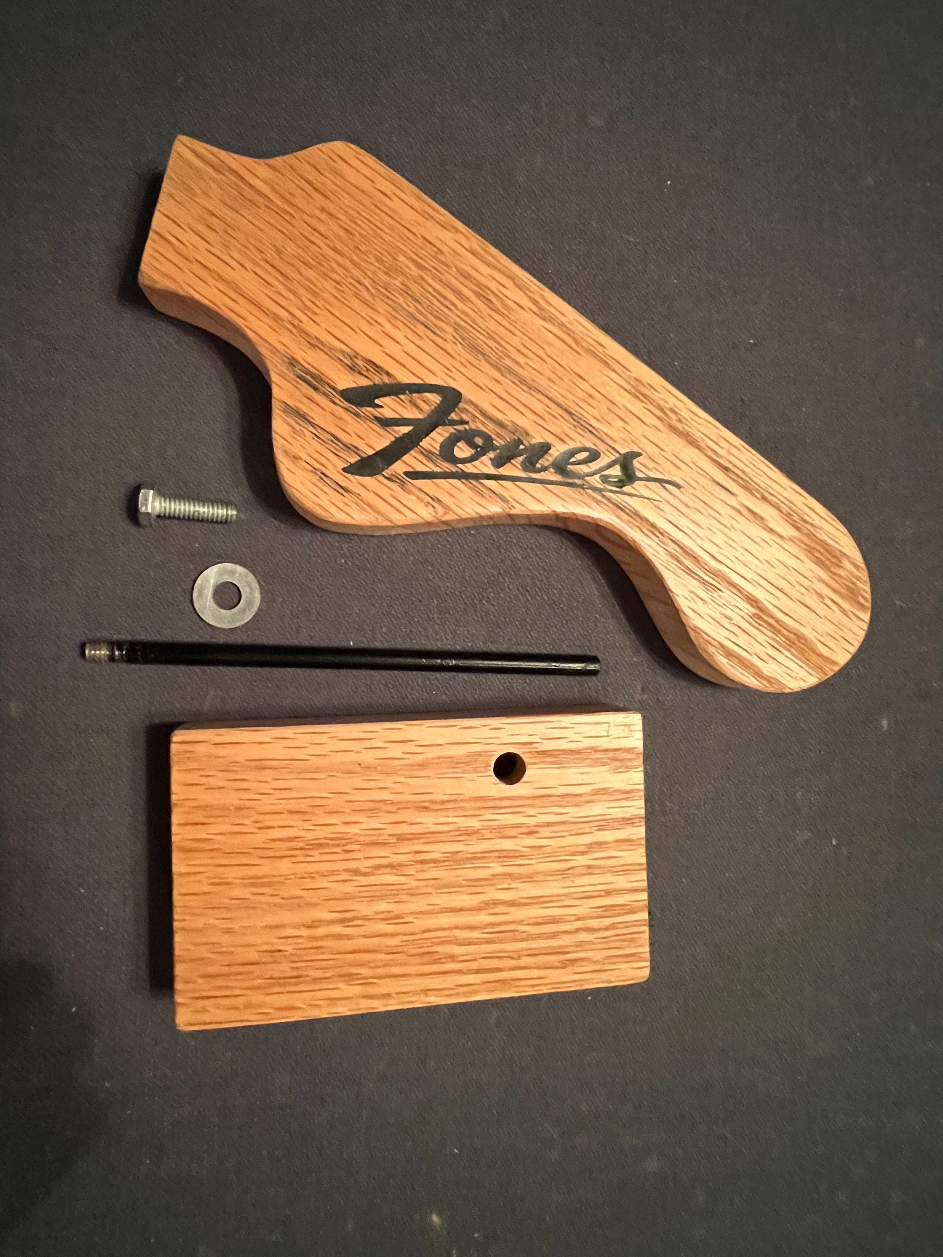 Headphone Stand - Guitar Headstock - Handmade Oak-Walnut - Personalizable