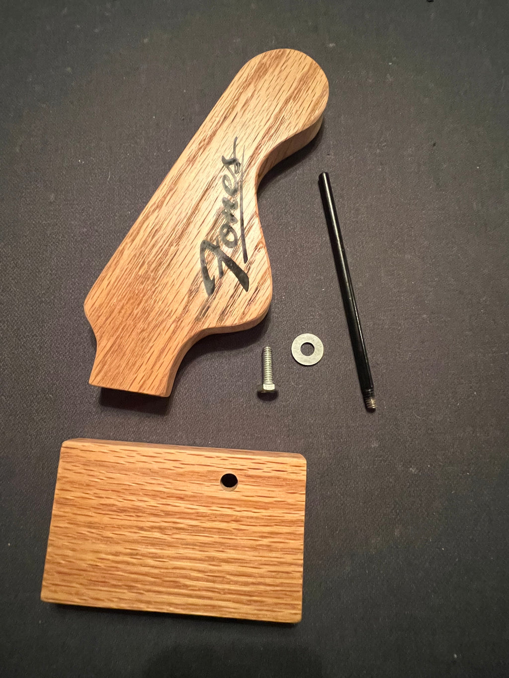 Headphone Stand - Guitar Headstock - Handmade Oak-Walnut - Personalizable