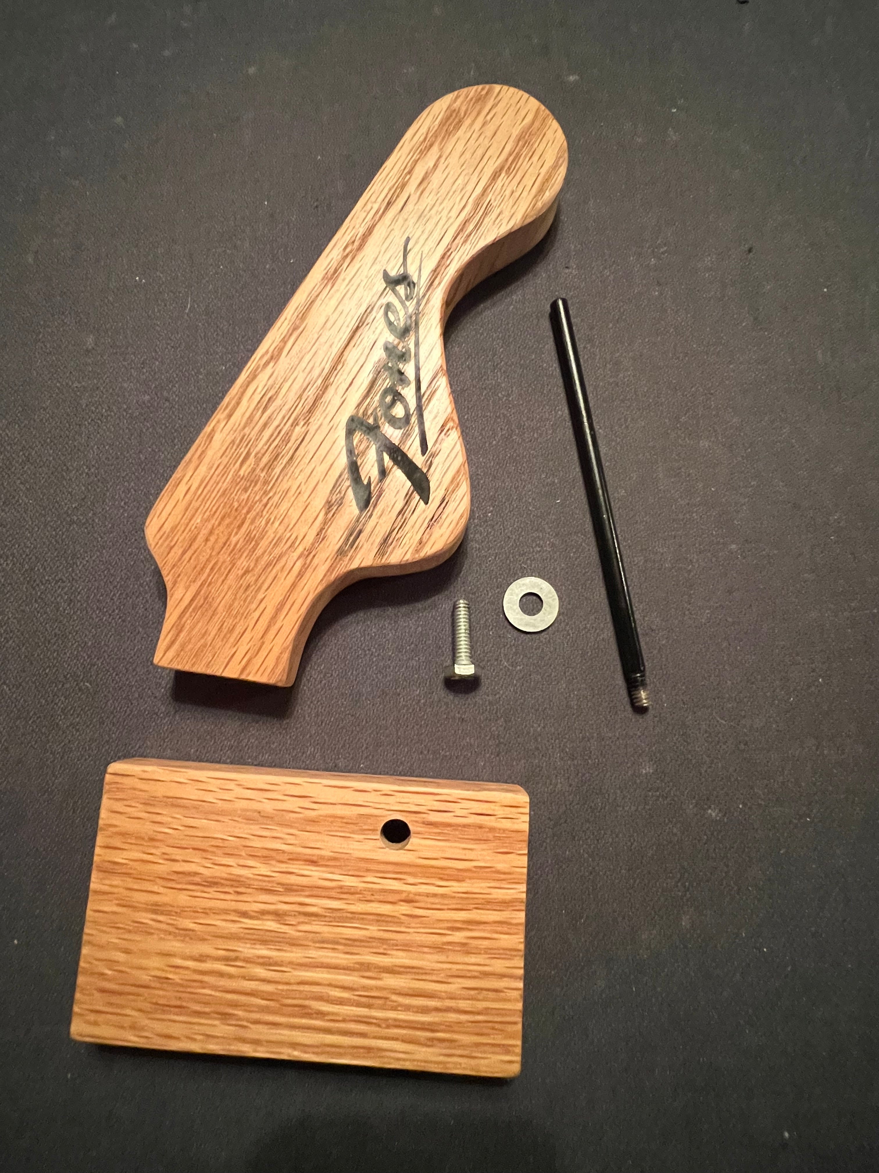 Headphone Stand - Guitar Headstock - Handmade Oak-Walnut - Personalizable